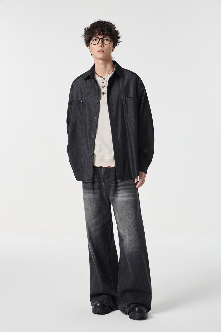 Noir-Wash Paneled Shirt View 10 | Weezy