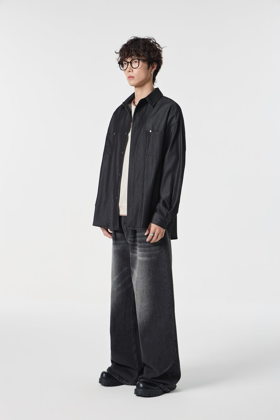 Noir-Wash Paneled Shirt View 13 | Weezy