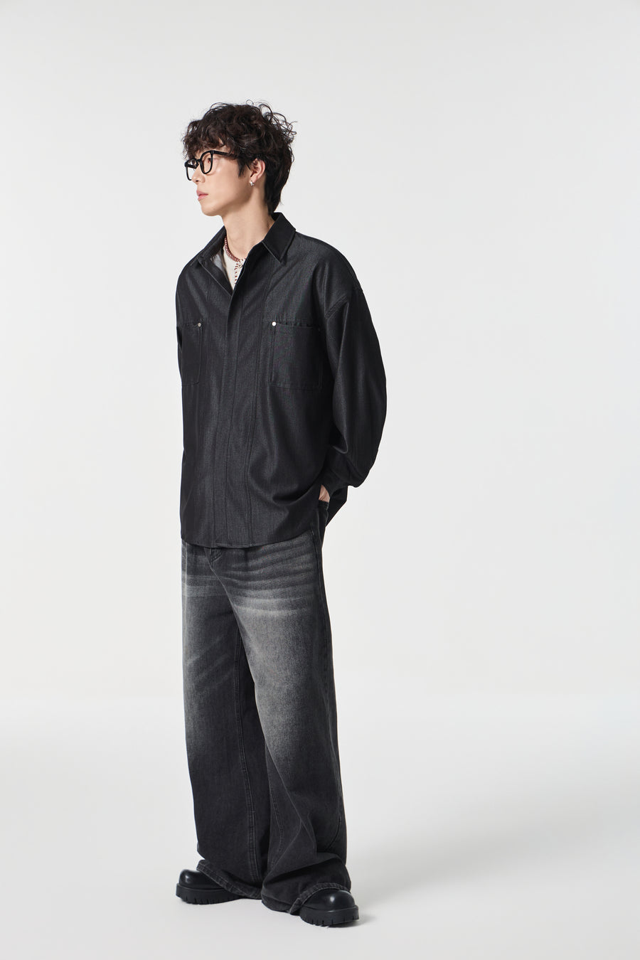 Noir-Wash Paneled Shirt Detail view | Weezy