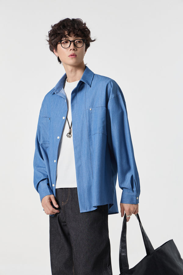 Ocean-Wash Paneled Shirt Front view | Weezy