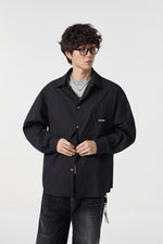 Noir Pinstripe Overshirt Model view | Weezy