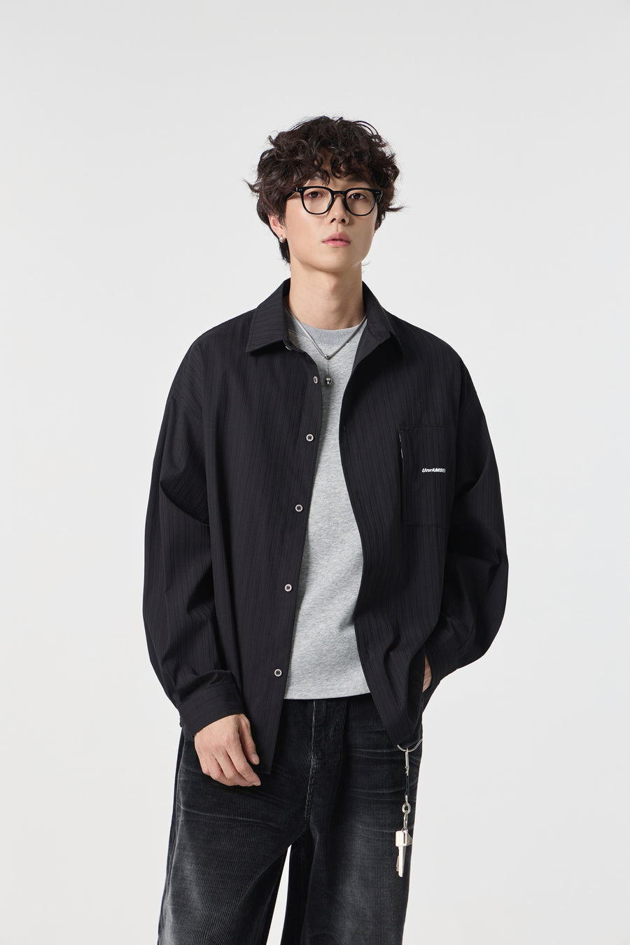 Noir Pinstripe Overshirt Back view | Weezy