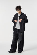 Noir Pinstripe Overshirt Flat lay | Weezy