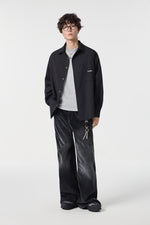 Noir Pinstripe Overshirt Close-up | Weezy