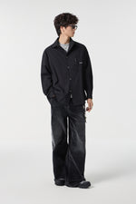 Noir Pinstripe Overshirt Side view | Weezy