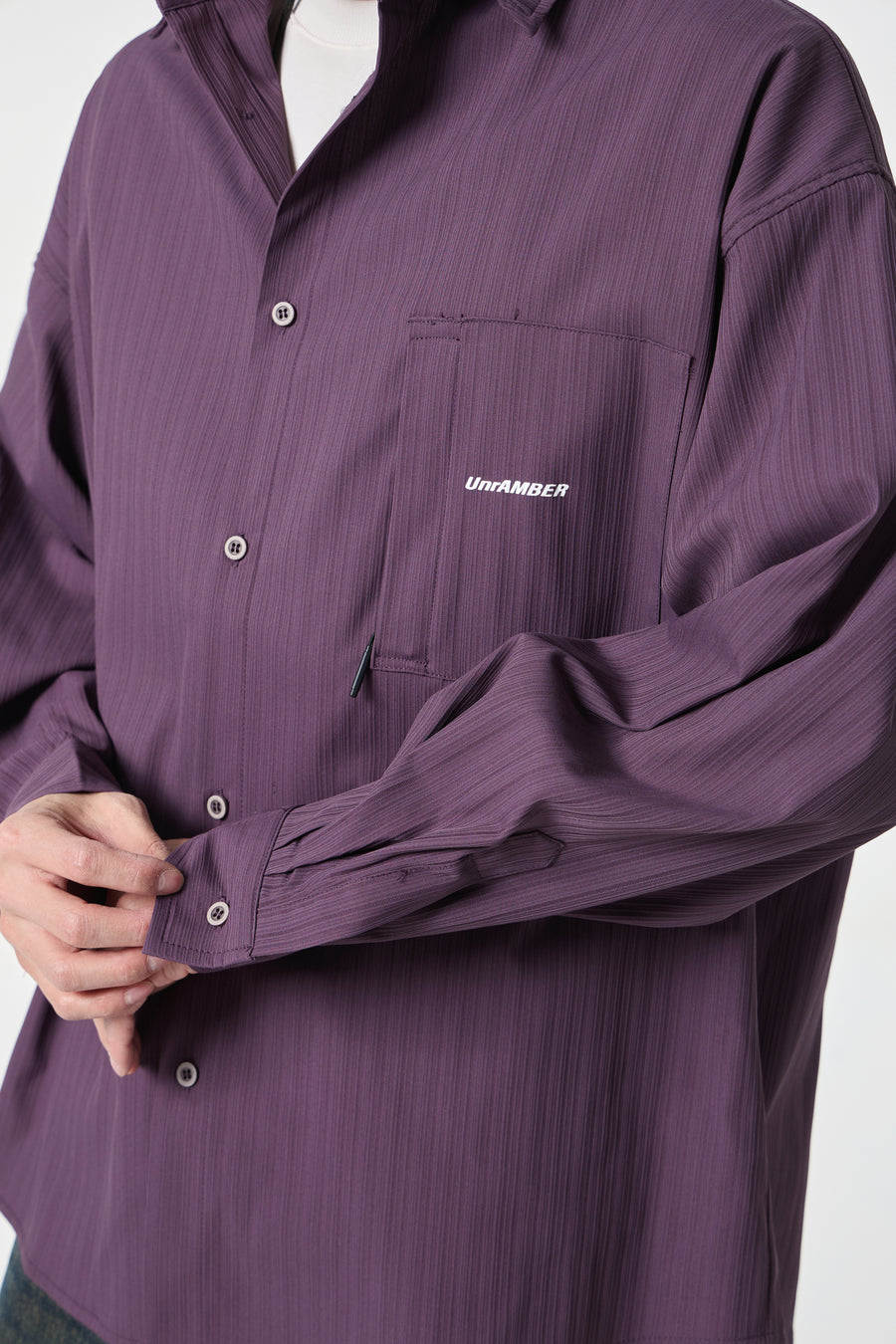 Plump Pinstripe Overshirt Detail view | Weezy