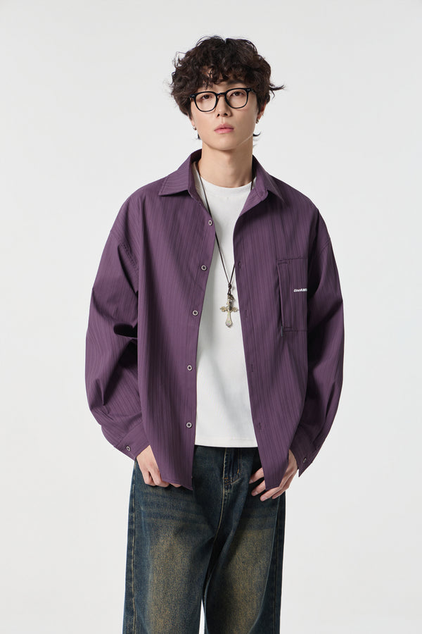 Plump Pinstripe Overshirt Front view | Weezy