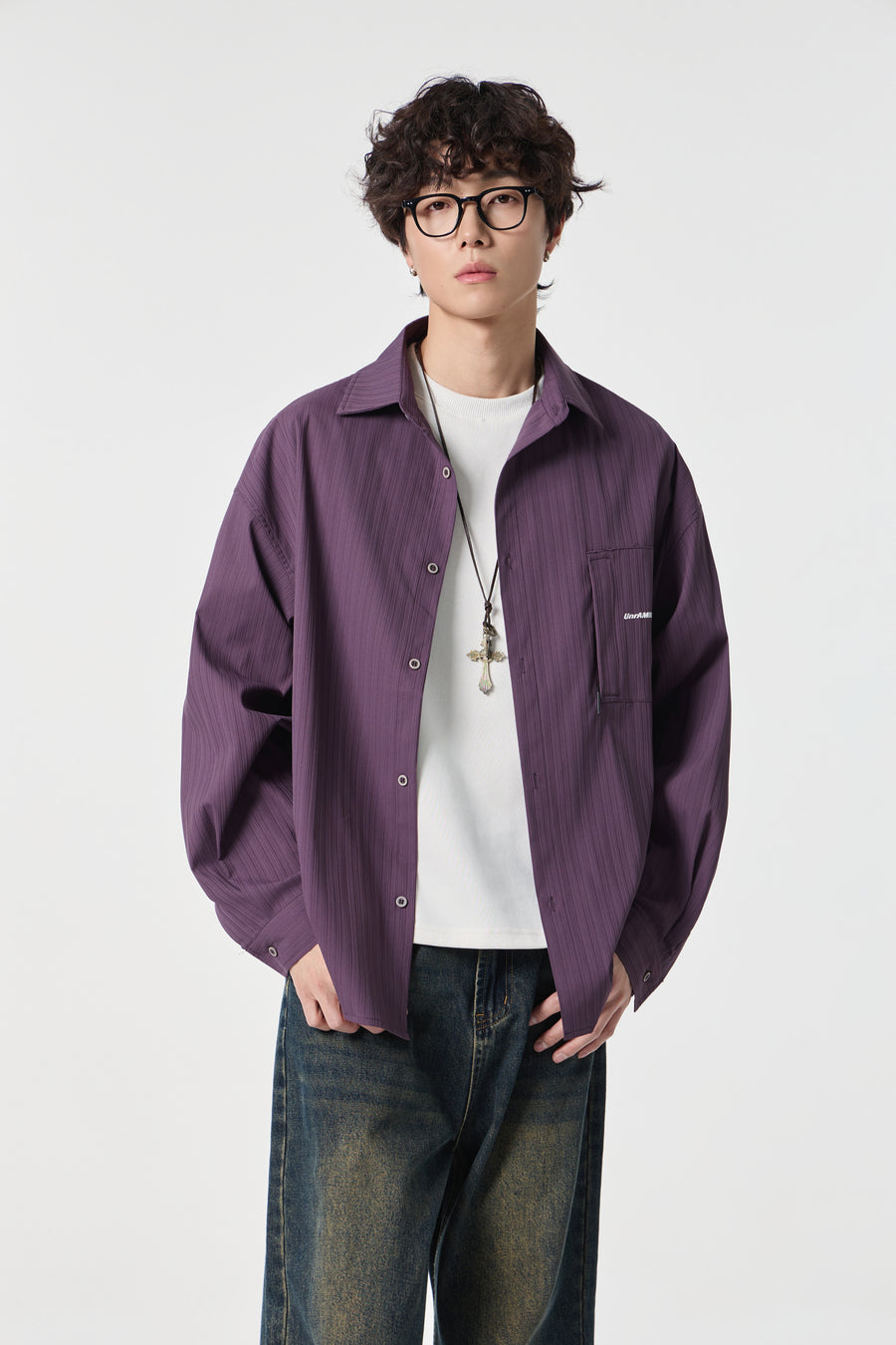 Plump Pinstripe Overshirt Front view | Weezy