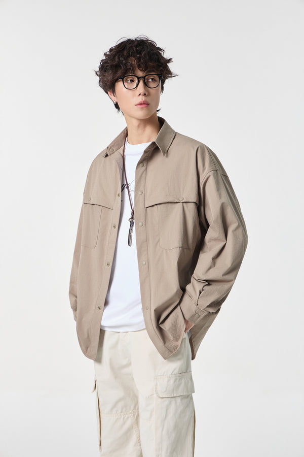 Beige Clean Field Overshirt Front view | Weezy