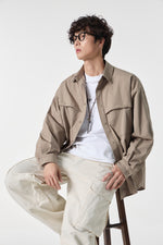 Beige Clean Field Overshirt Model view | Weezy