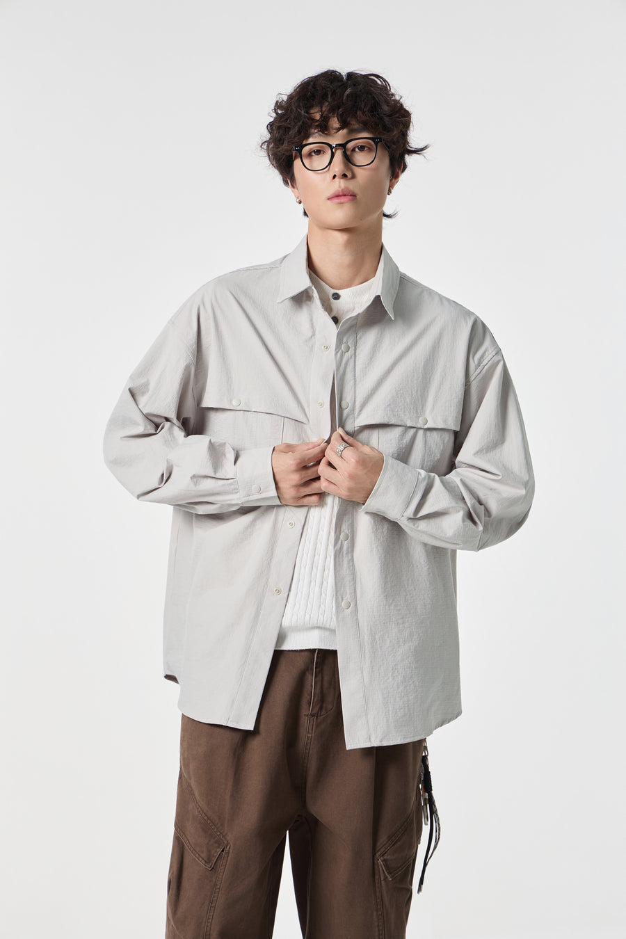 Graphite Nomad Utility Shirt Front view | Weezy