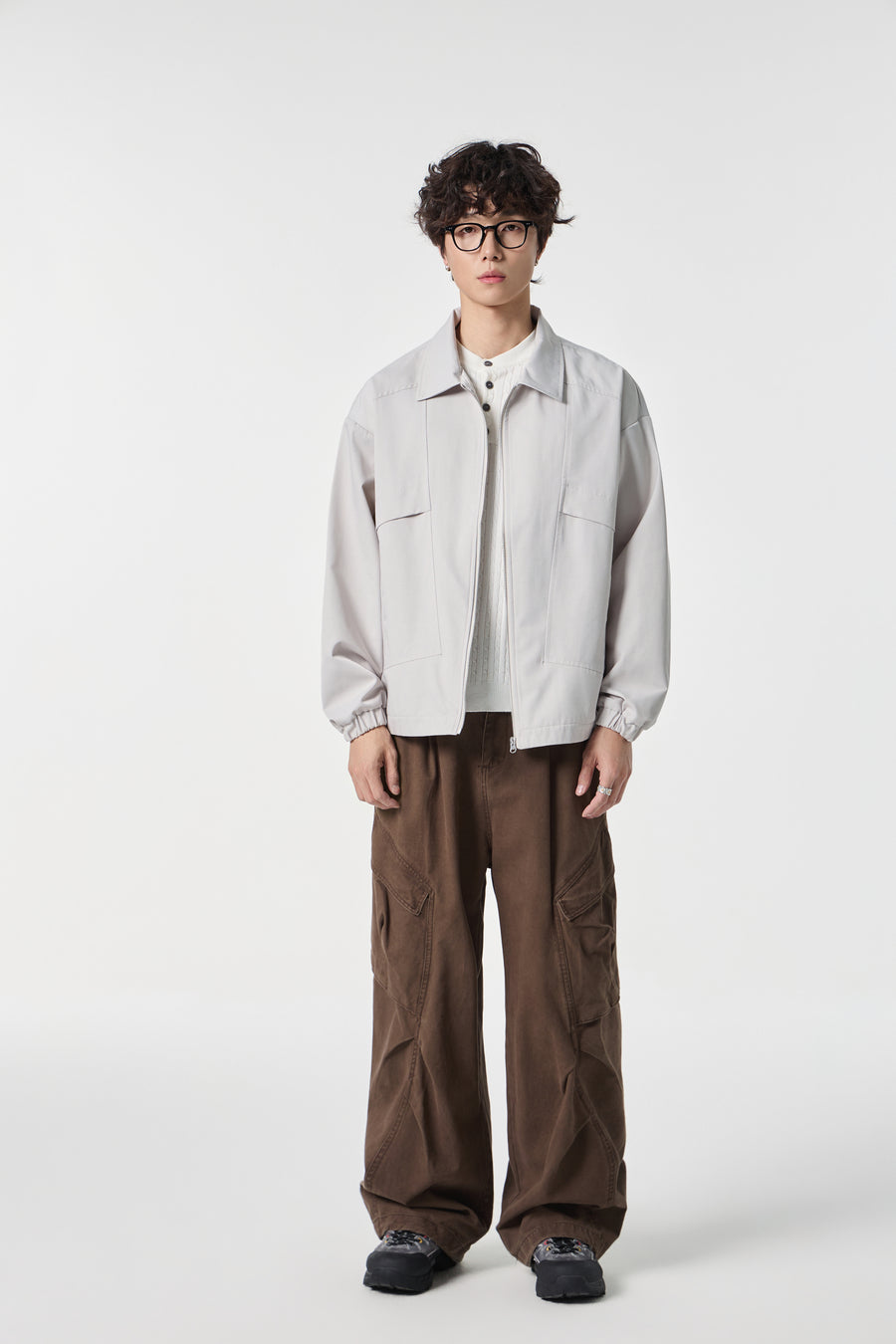 Grey Modern Workwear Bomber View 13 | Weezy