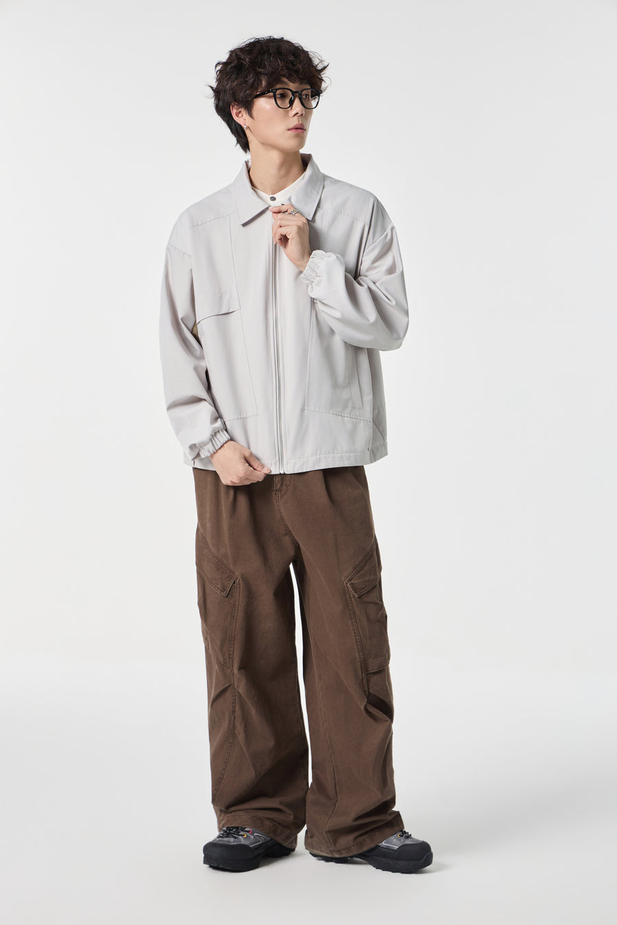 Grey Modern Workwear Bomber Model view | Weezy