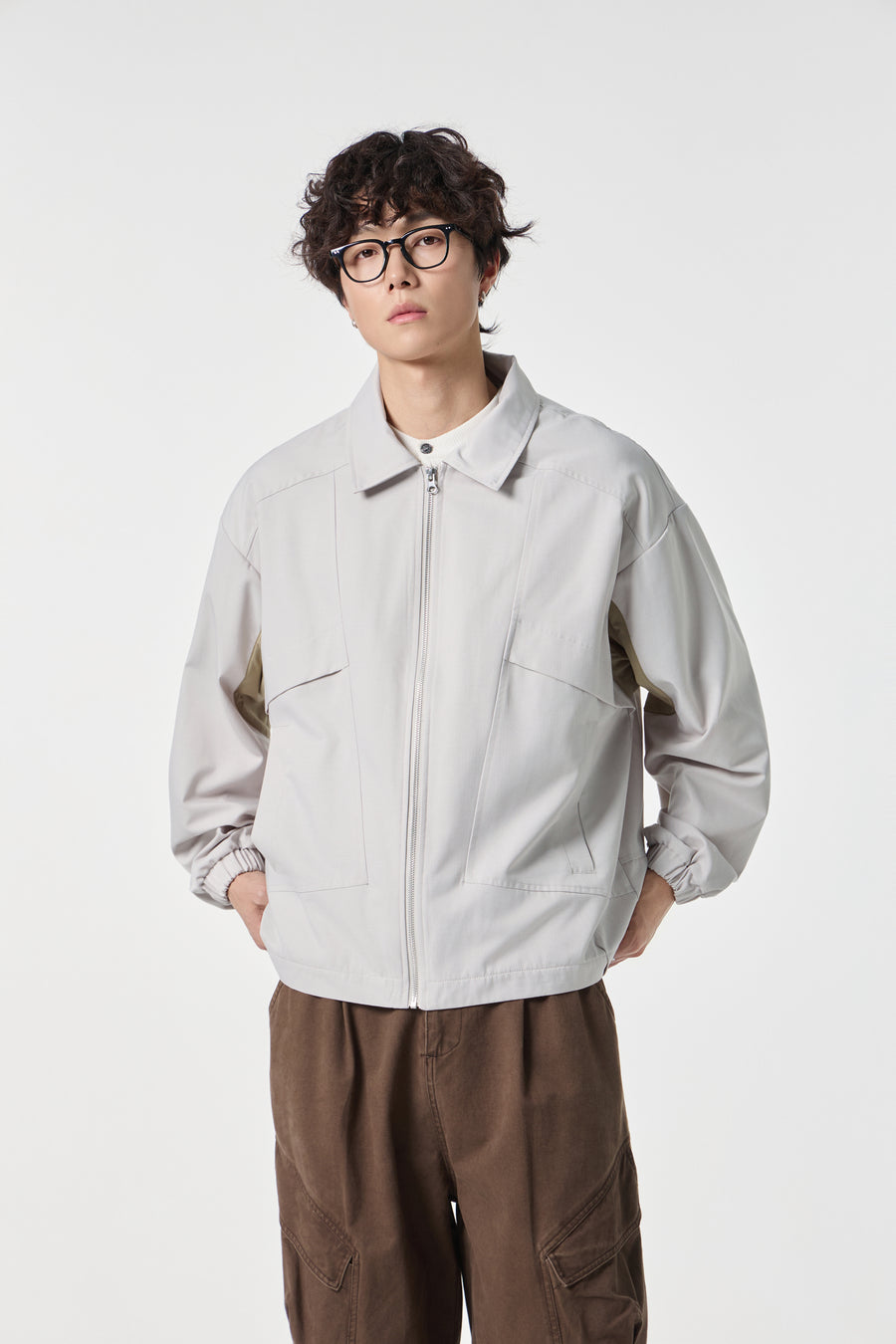 Grey Modern Workwear Bomber Side view | Weezy