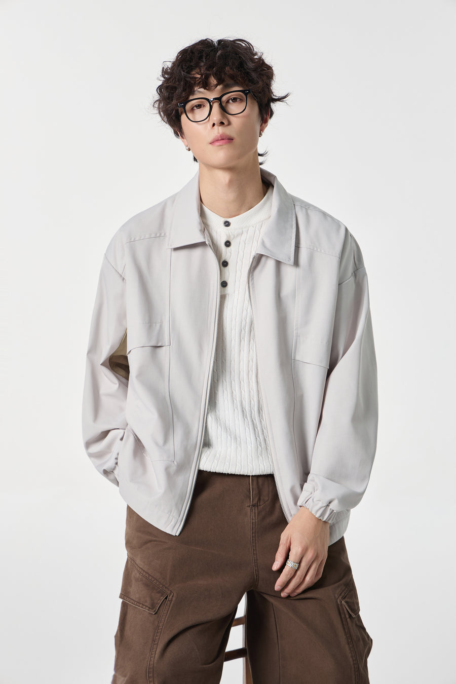Grey Modern Workwear Bomber Front view | Weezy
