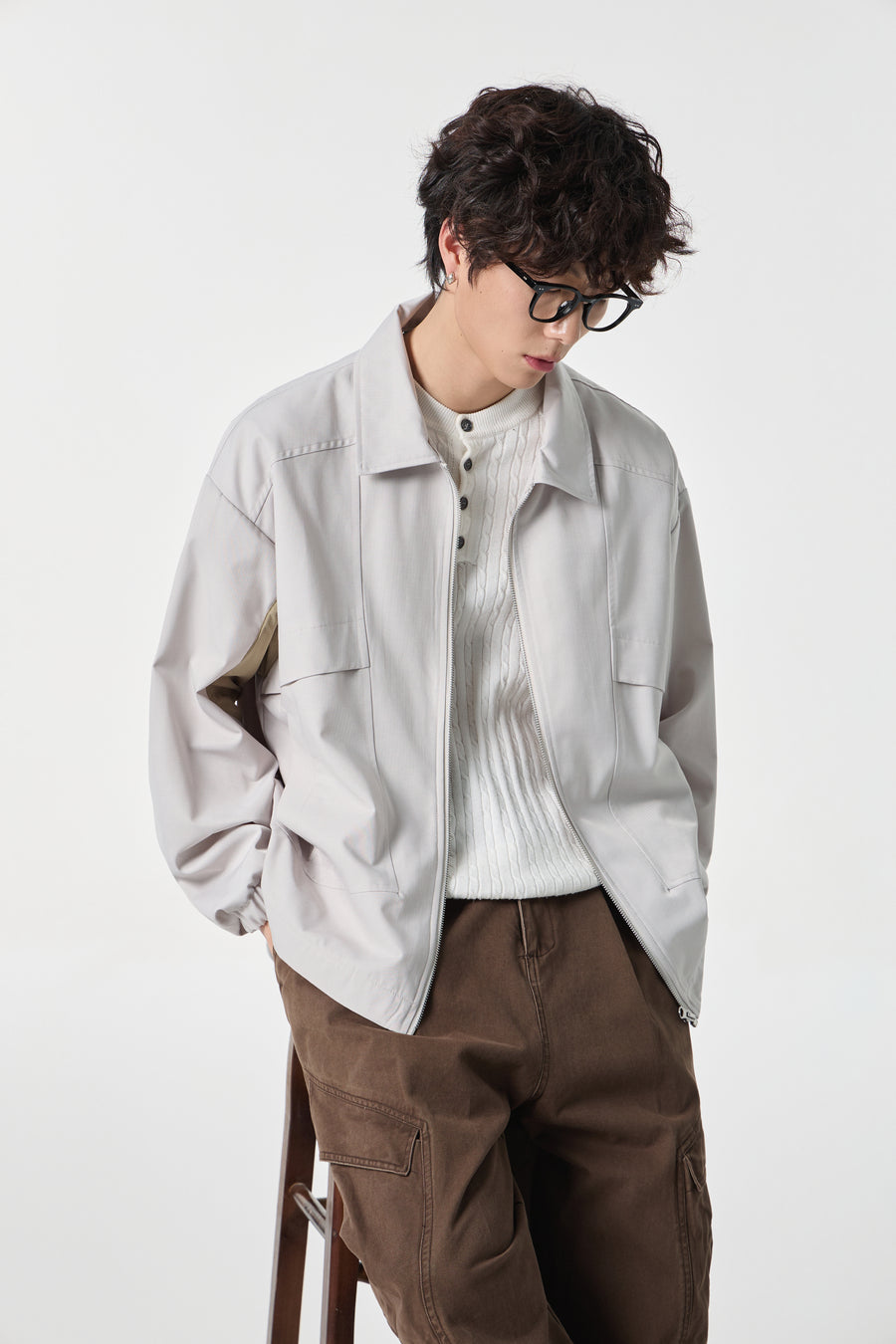 Grey Modern Workwear Bomber Lifestyle view | Weezy