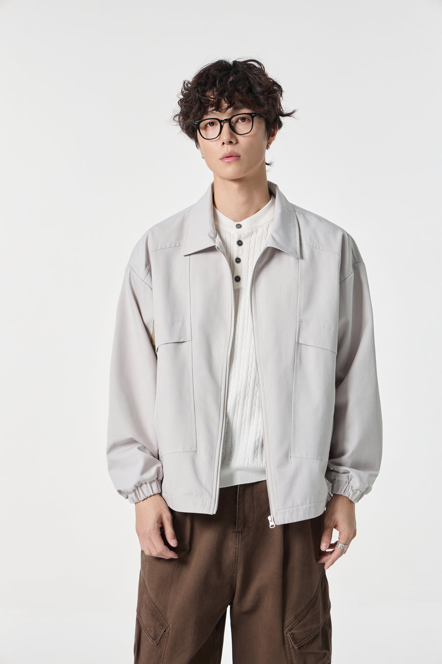 Grey Modern Workwear Bomber View 9 | Weezy