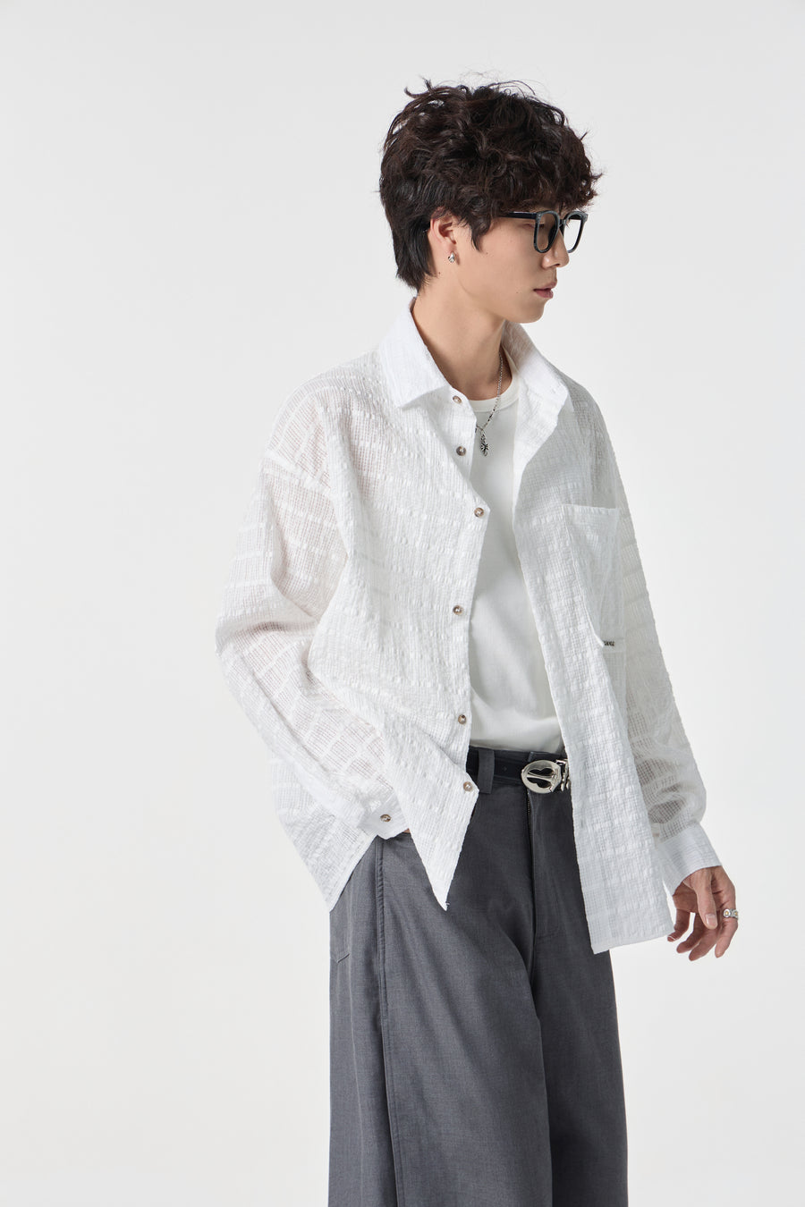 White Textured Air Shirt Back view | Weezy