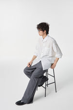White Textured Air Shirt Model view | Weezy