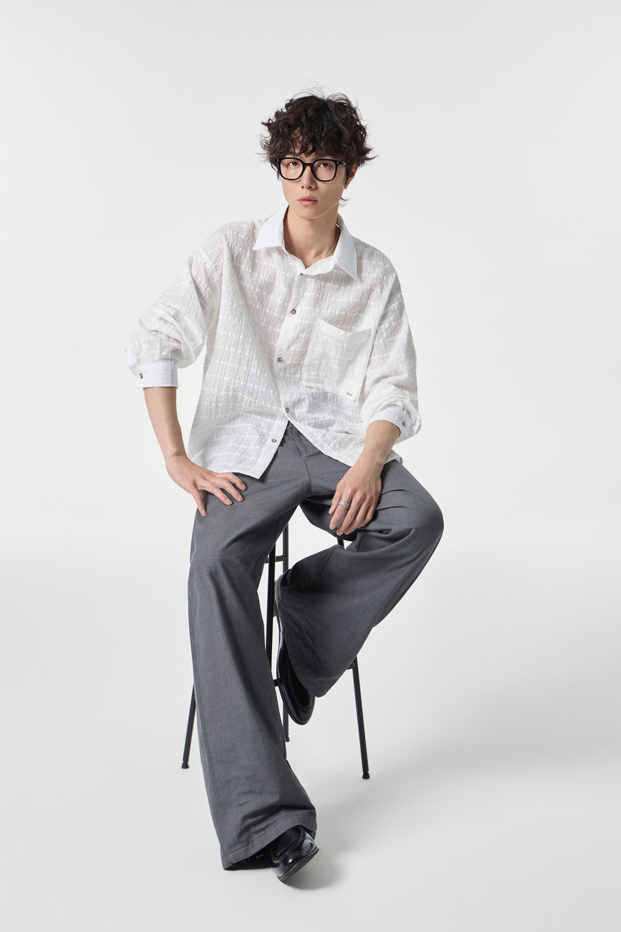 White Textured Air Shirt Flat lay | Weezy