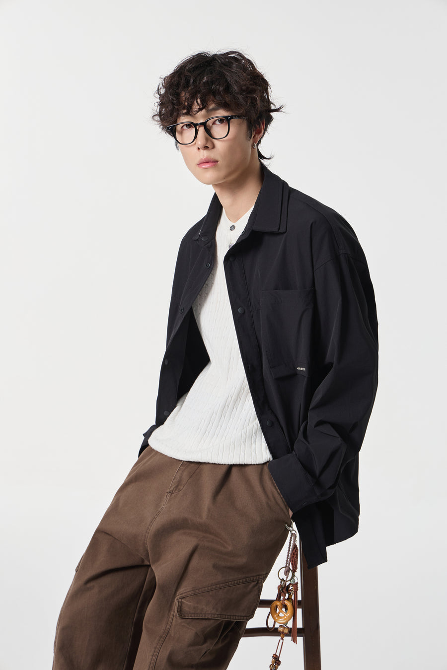 Geographic Black Tech Utility Overshirt Detail view | Weezy