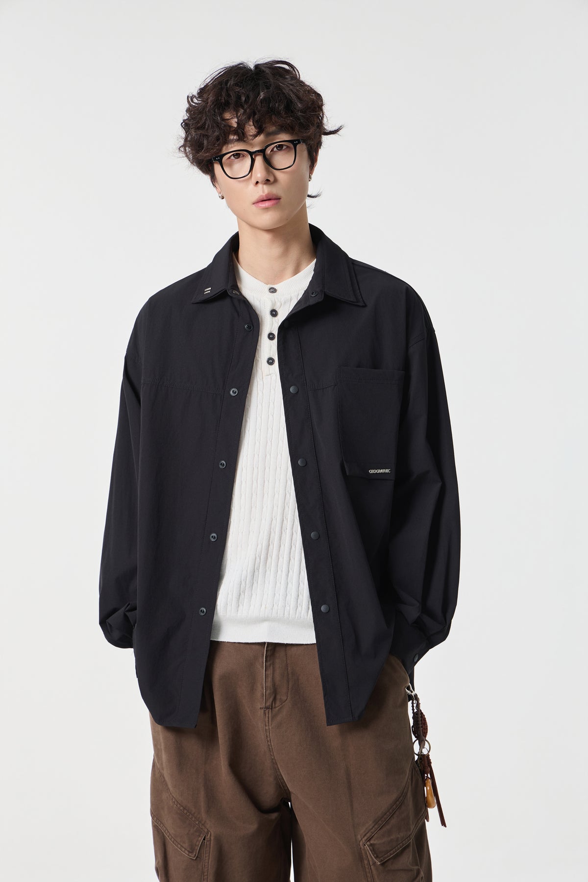 Geographic Black Tech Utility Overshirt