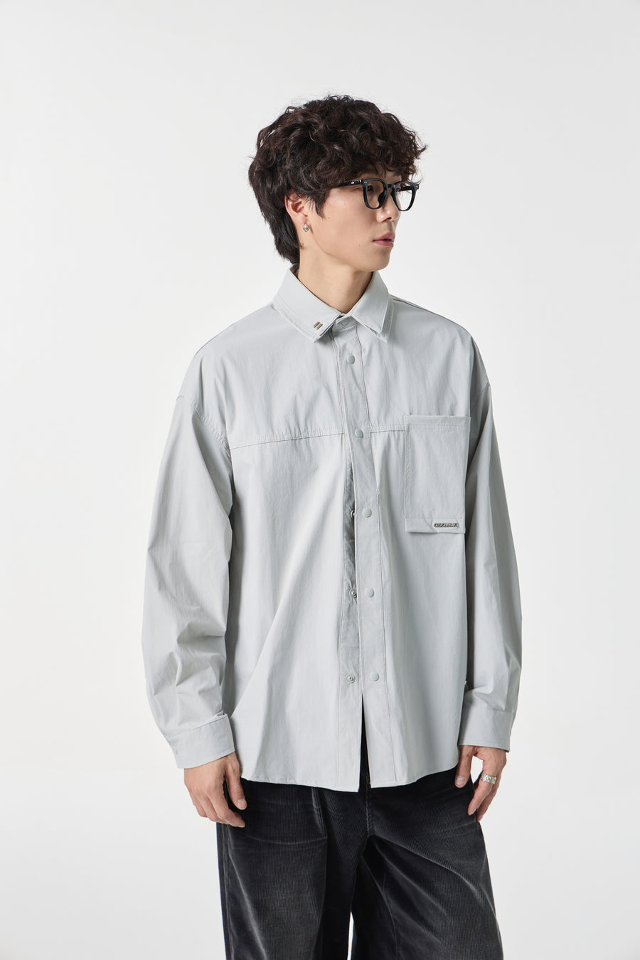 Geographic Grey Tech Utility Overshirt Back view | Weezy