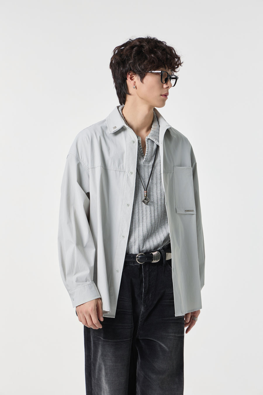 Geographic Grey Tech Utility Overshirt Lifestyle view | Weezy