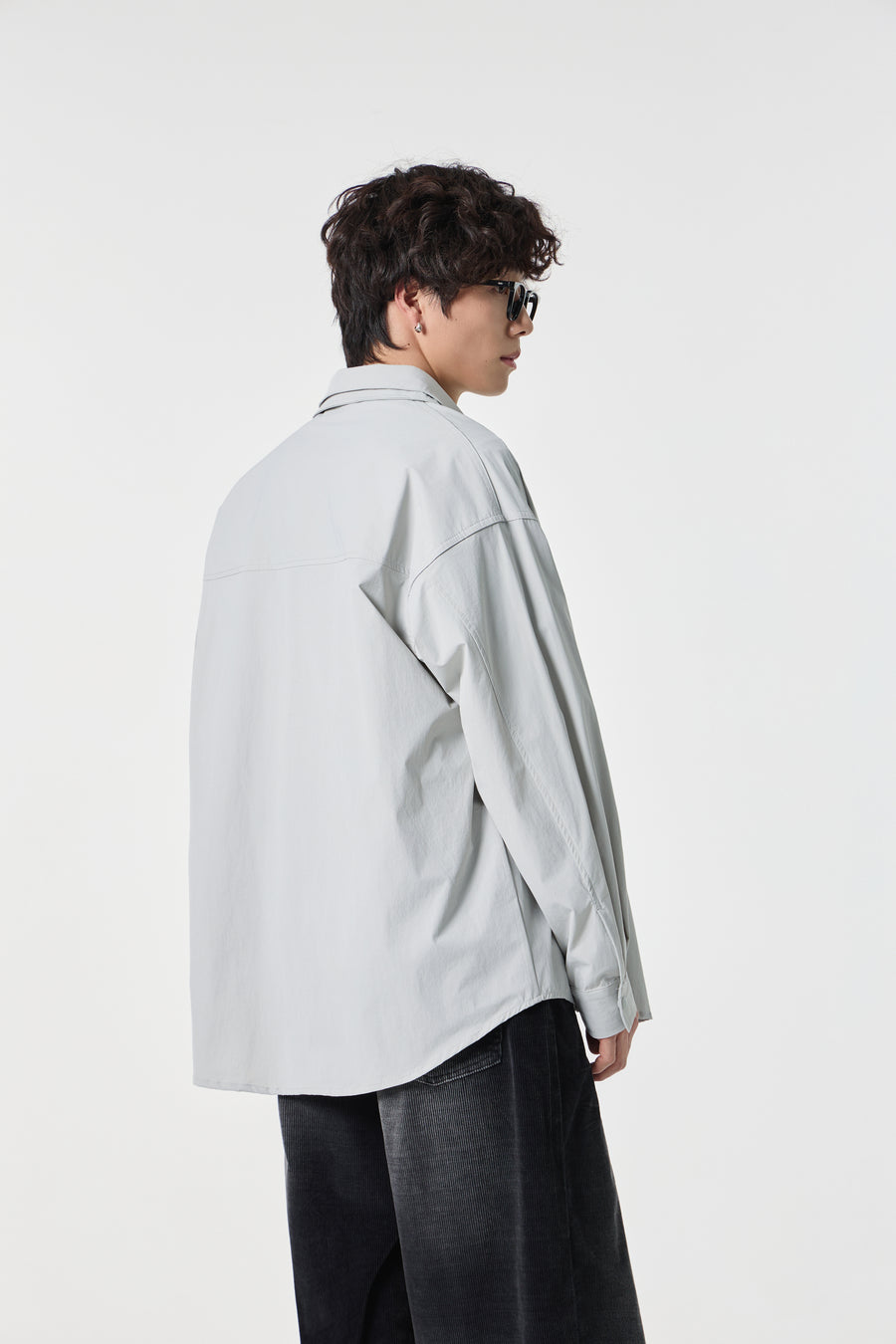 Geographic Grey Tech Utility Overshirt Model view | Weezy