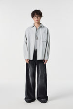 Geographic Grey Tech Utility Overshirt Close-up | Weezy