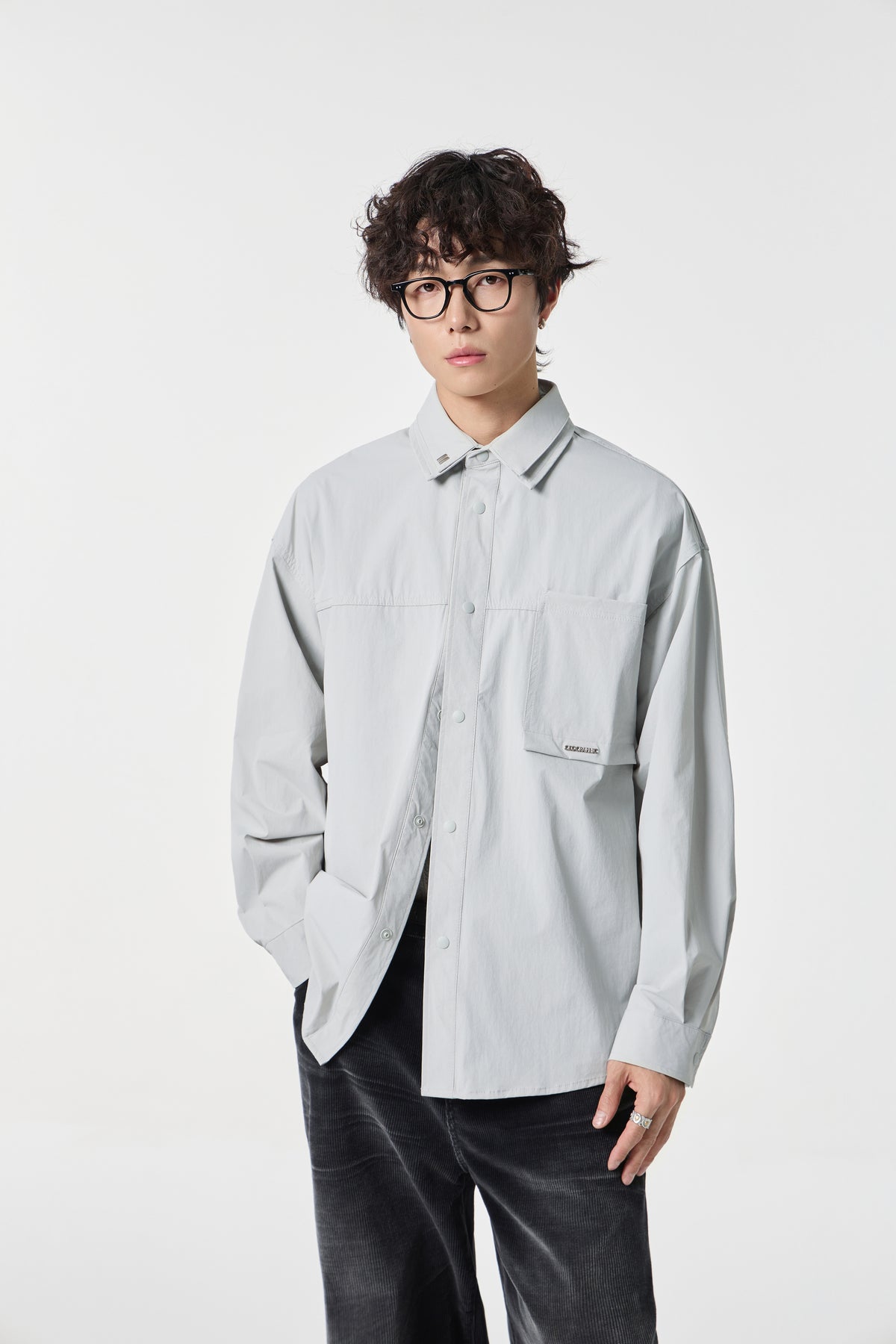Geographic Grey Tech Utility Overshirt
