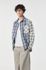 Indigo Chequered Pocketed Overshirt Back view | Weezy