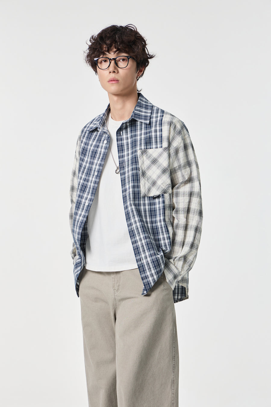 Indigo Chequered Pocketed Overshirt Back view | Weezy