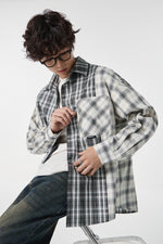 Black & White Chequered Pocketed Overshirt Detail view | Weezy