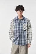 Indigo Chequered Pocketed Overshirt