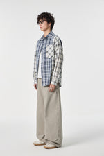 Indigo Chequered Pocketed Overshirt Lifestyle view | Weezy
