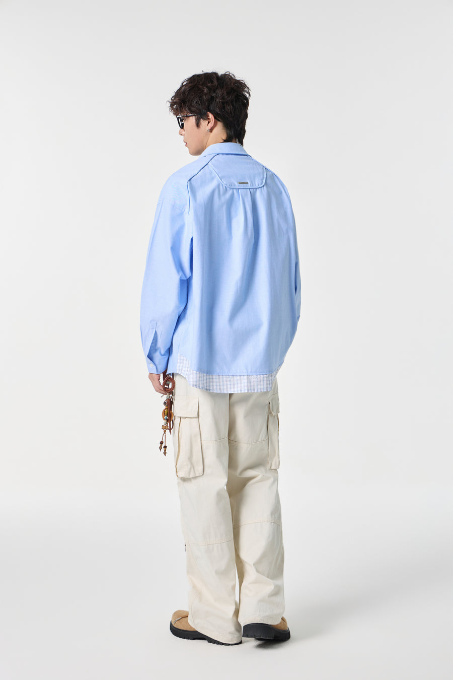 Soft Blue Contrast Pocket Oxford Shirt View 9 | Weezy