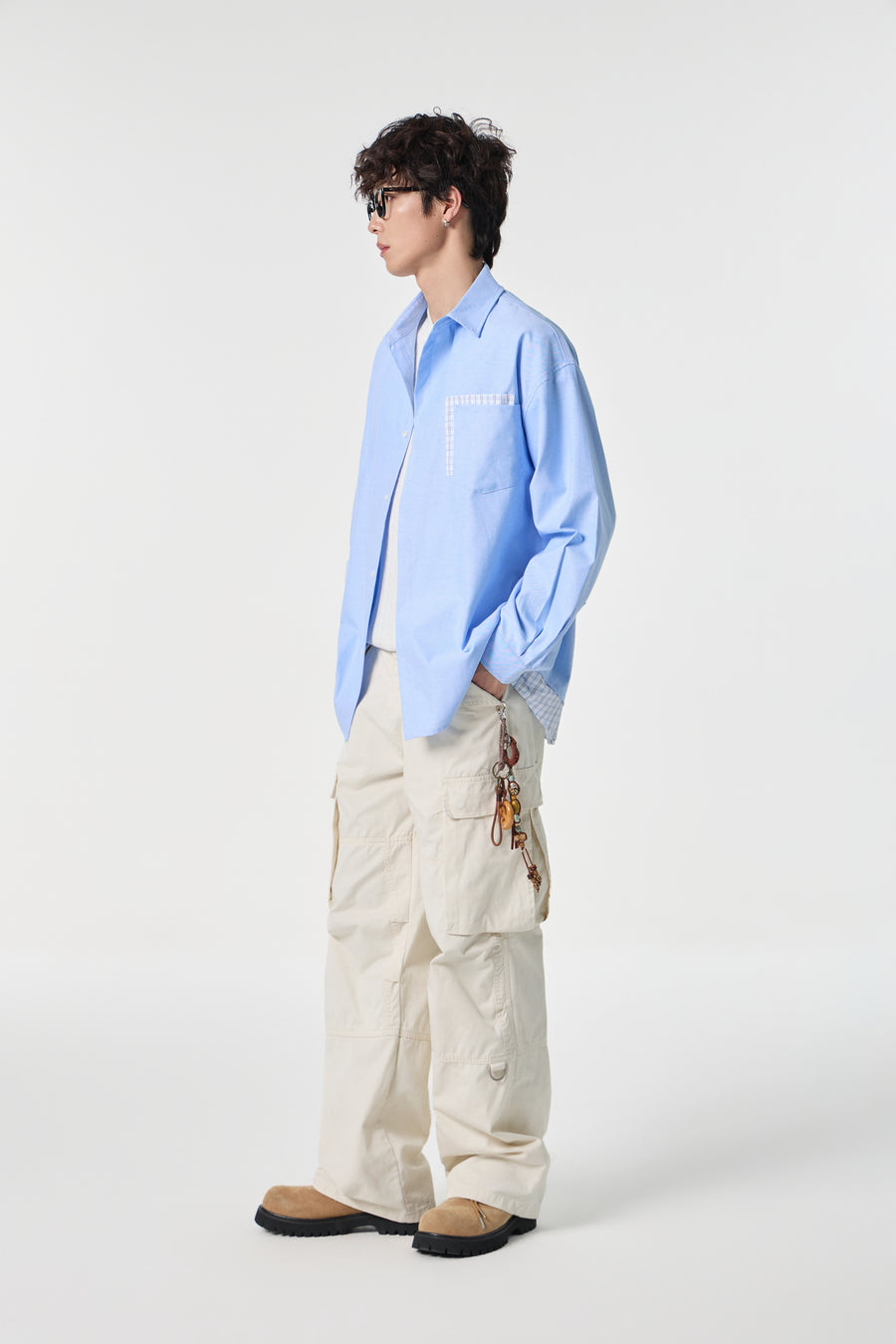 Soft Blue Contrast Pocket Oxford Shirt View 13 | Weezy