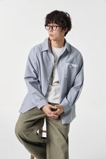 Grey Contrast Pocket Oxford Shirt Side view | Weezy
