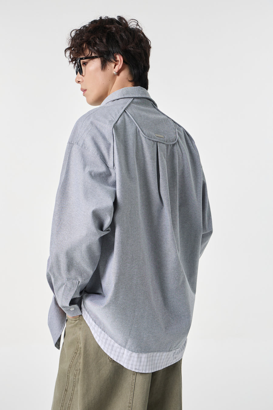 Grey Contrast Pocket Oxford Shirt Flat lay | Weezy