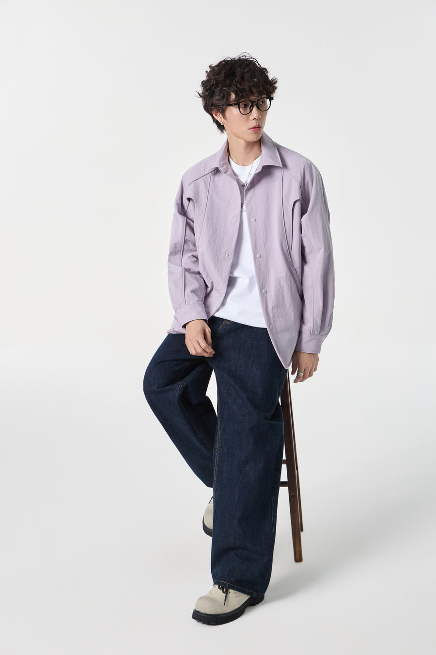 Lavender Contour Overshirt Model view | Weezy