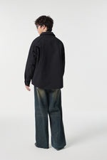 Jet Black Contour Overshirt Close-up | Weezy
