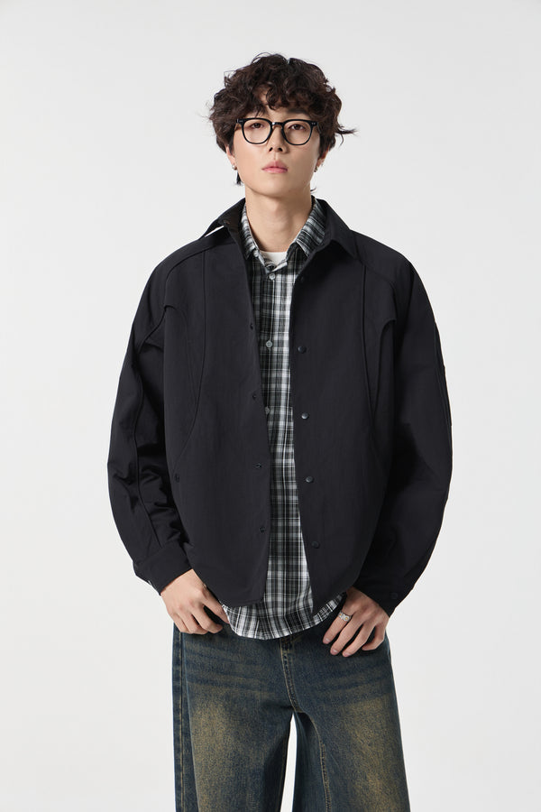 Jet Black Contour Overshirt Front view | Weezy