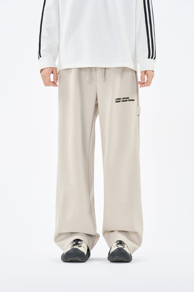 Cream Embroidered Jogger Pants Lifestyle view | Weezy