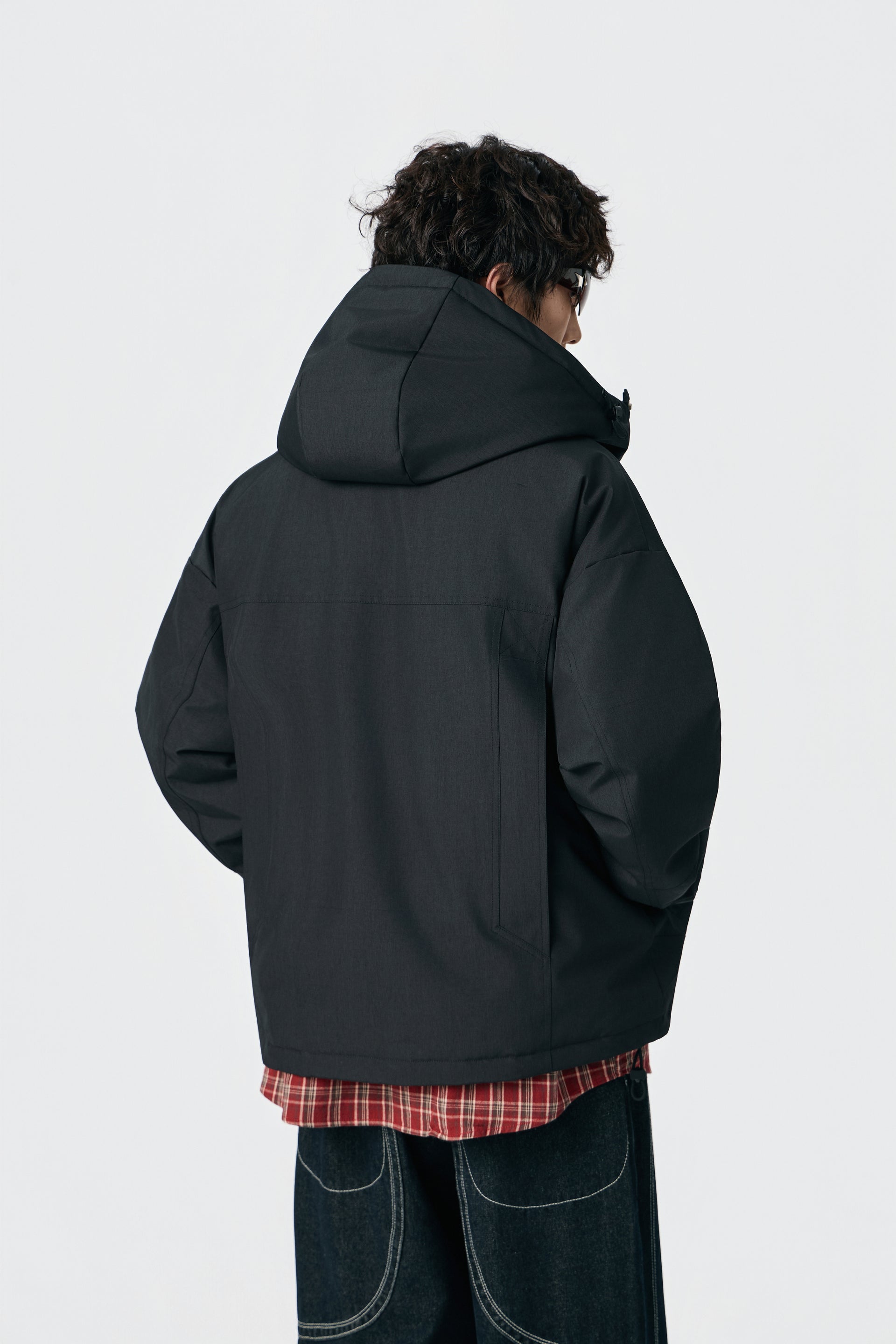 Jet black Hooded Parka Jacket