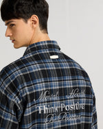 Embroidered Midnight Blue Checkered Overshirt Lifestyle view | Weezy