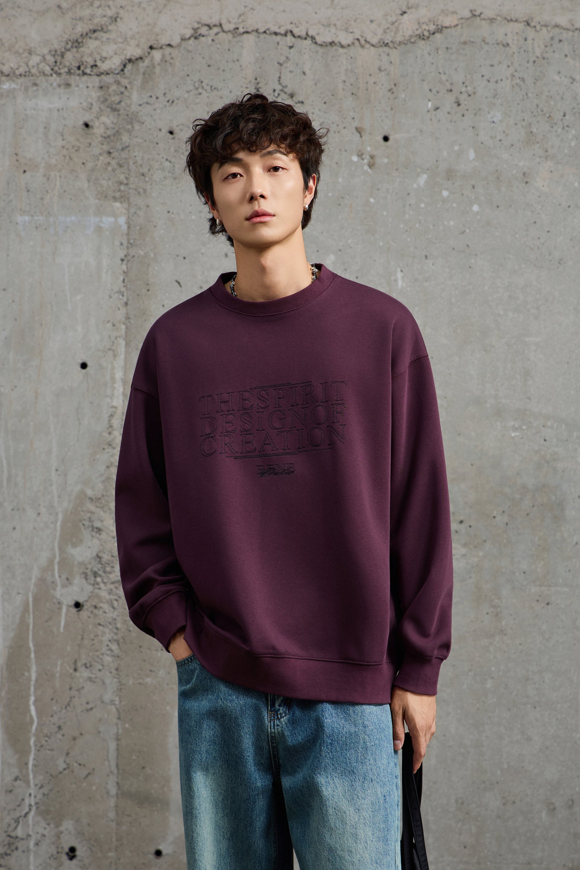 Boysenberry Embroidered Sweatshirt