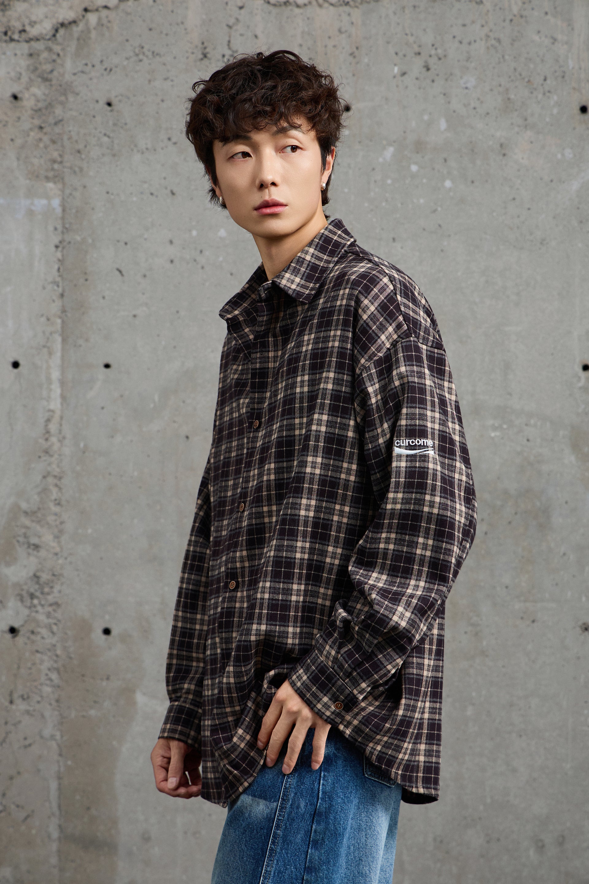 Black Chequered Plaid Overshirt
