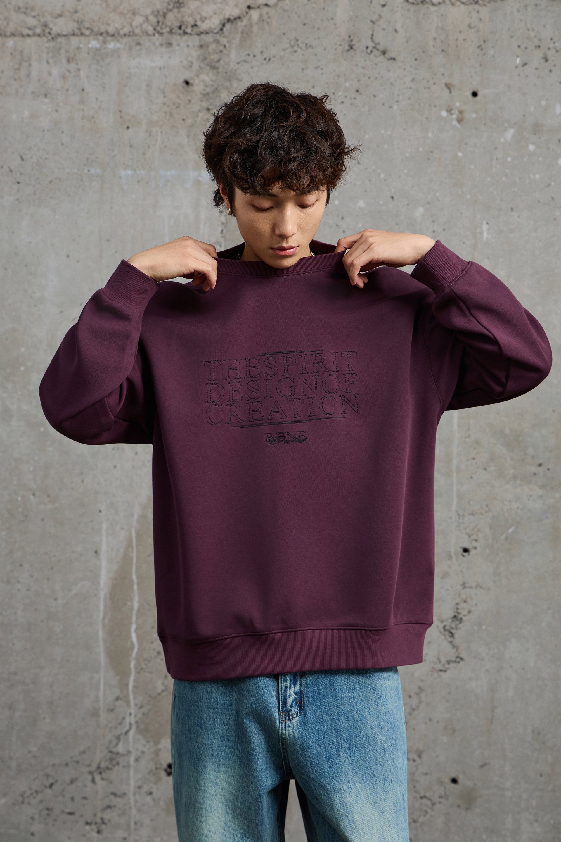 Boysenberry Embroidered Sweatshirt