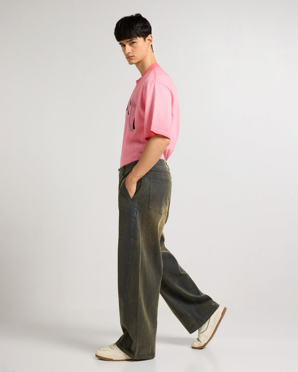 Textured Lattice Sage Green Pants Front view | Weezy